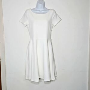 White house black market white scoop neck fit & flare textured pullover Dress 6